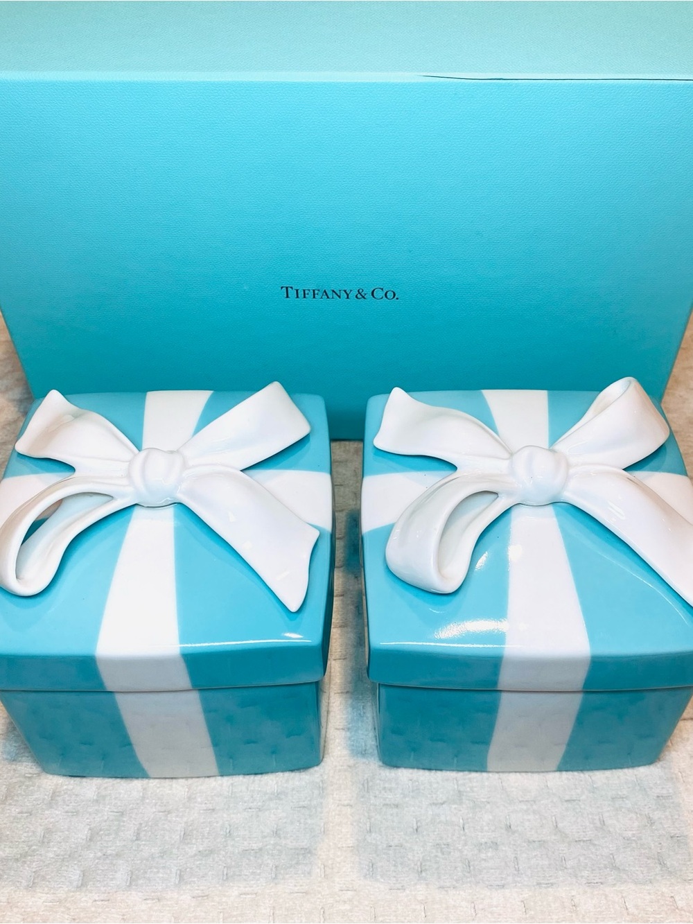 Set of 2 LARGE Tiffany & Co. Trinket Boxes